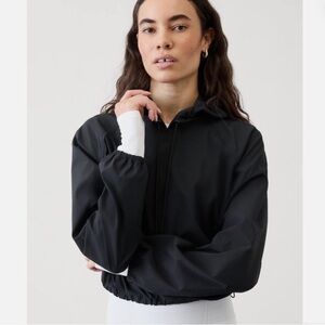 New Athleta Black Midday Cropped Women's Hoodie Sweatshirt